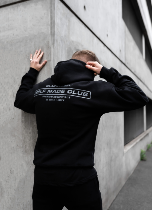 Black sales label hoodie