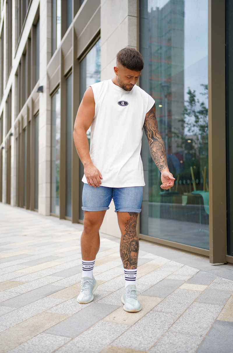 Off White Rubber Logo Oversized Sleeveless T-Shirt