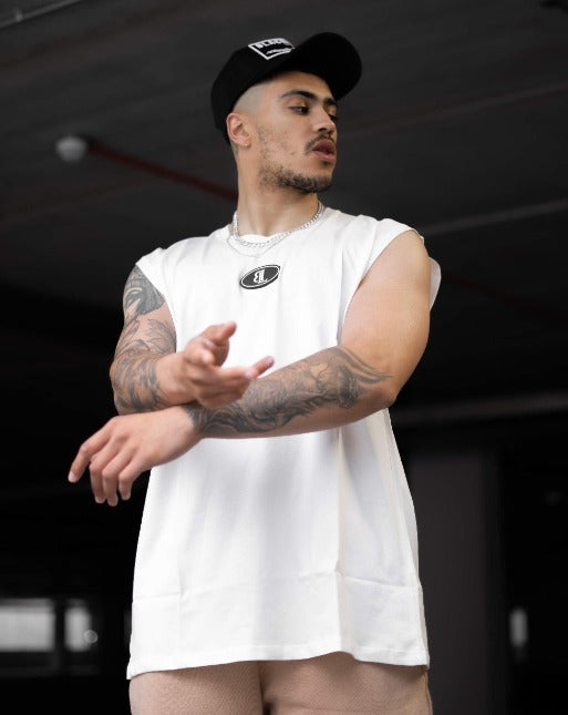 Off White Rubber Logo Oversized Sleeveless T-Shirt