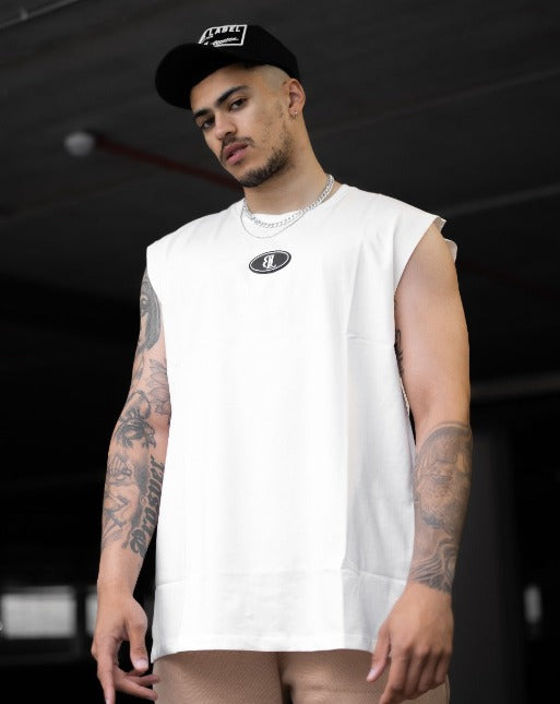 Off White Rubber Logo Oversized Sleeveless T-Shirt